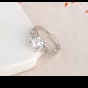 18k white gold 925 silver simulated 2ct diamond ring sz 8 new